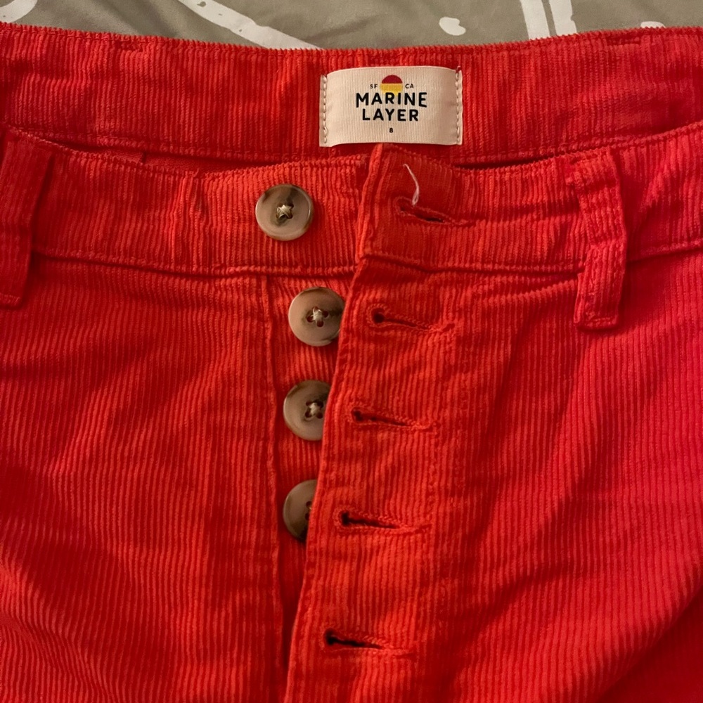 Marine Layer Red Corduroy Cropped Pants